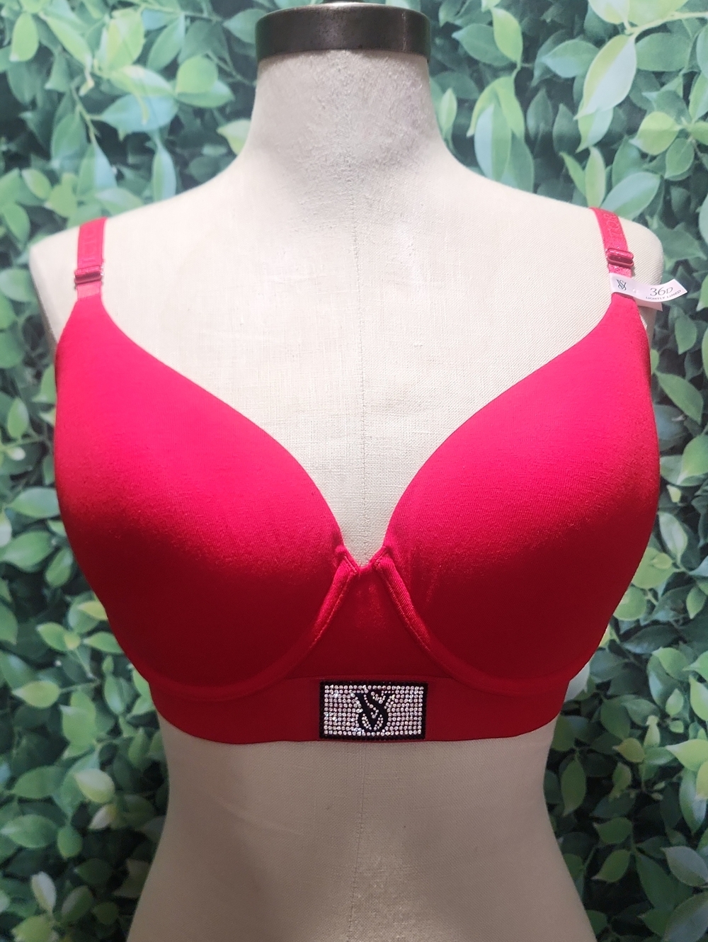 Victoria's Secret Red Padded Bra with Rhinestone Logo